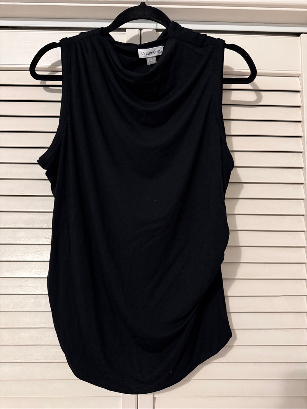 Calvin Klein Black Draped Sleeveless Tank
